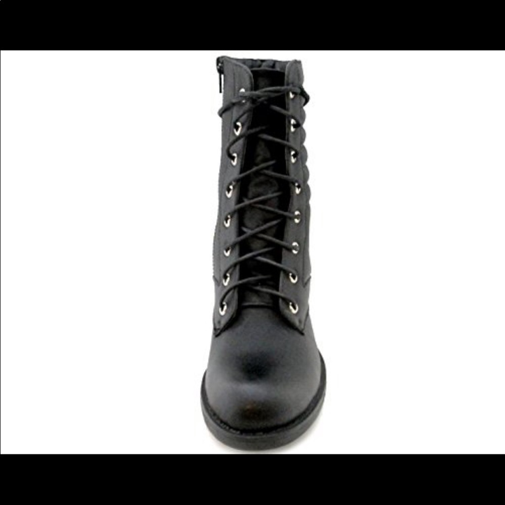 Ladies fold overTongue Studded Combat Boots - Picture 4 of 4